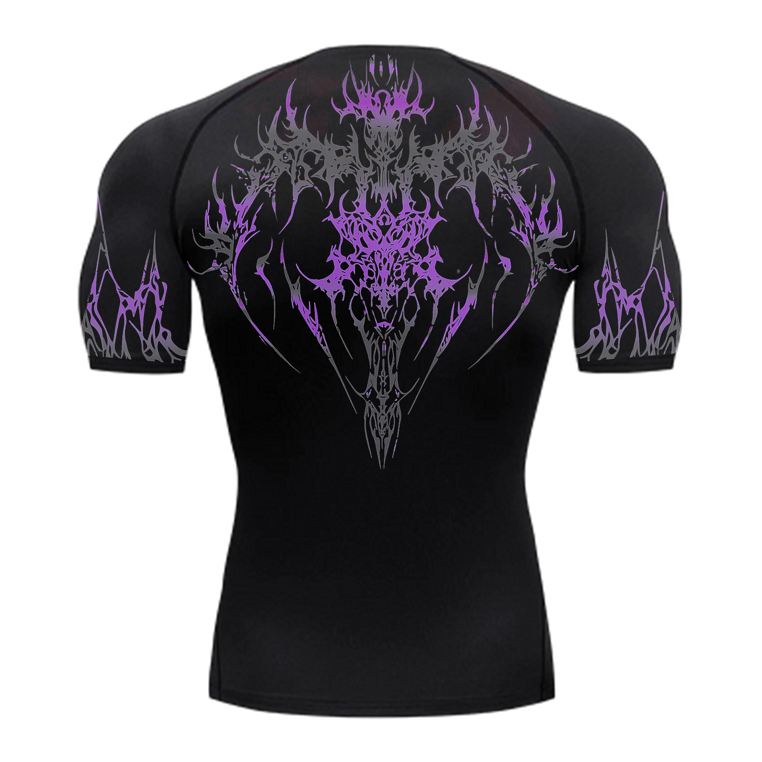Purple Demonic Pattern Compression T-shirt