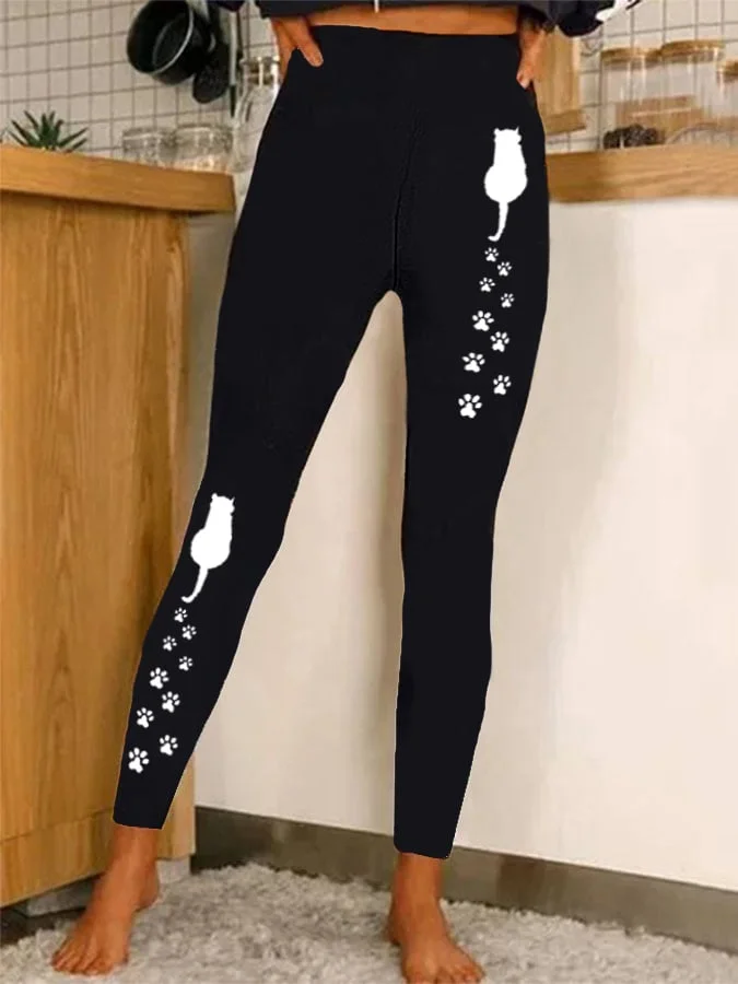 Women's Paw Print Cute Cat Leggings