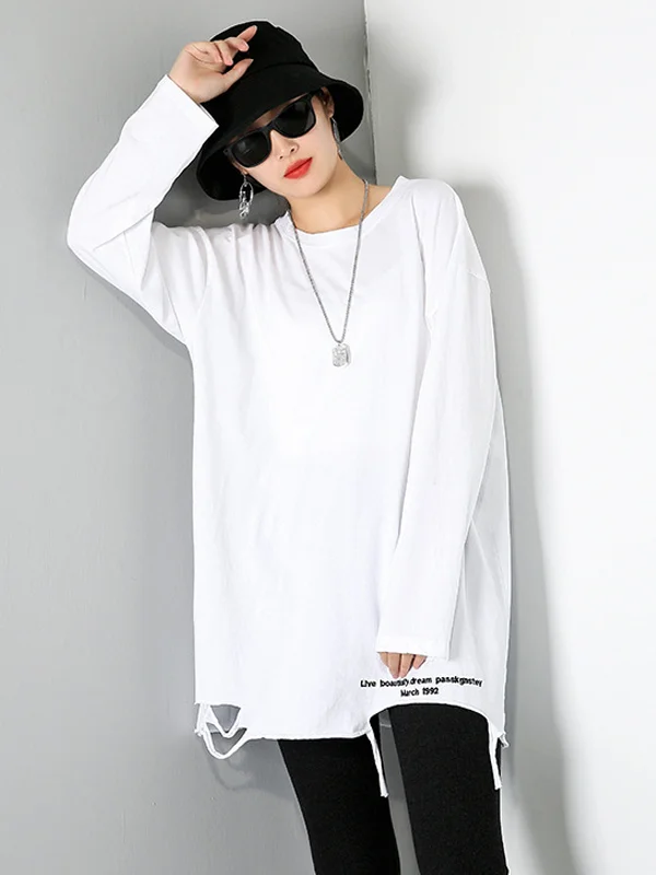 Women Round Neck Pullover Solid Color Casual T-Shirt