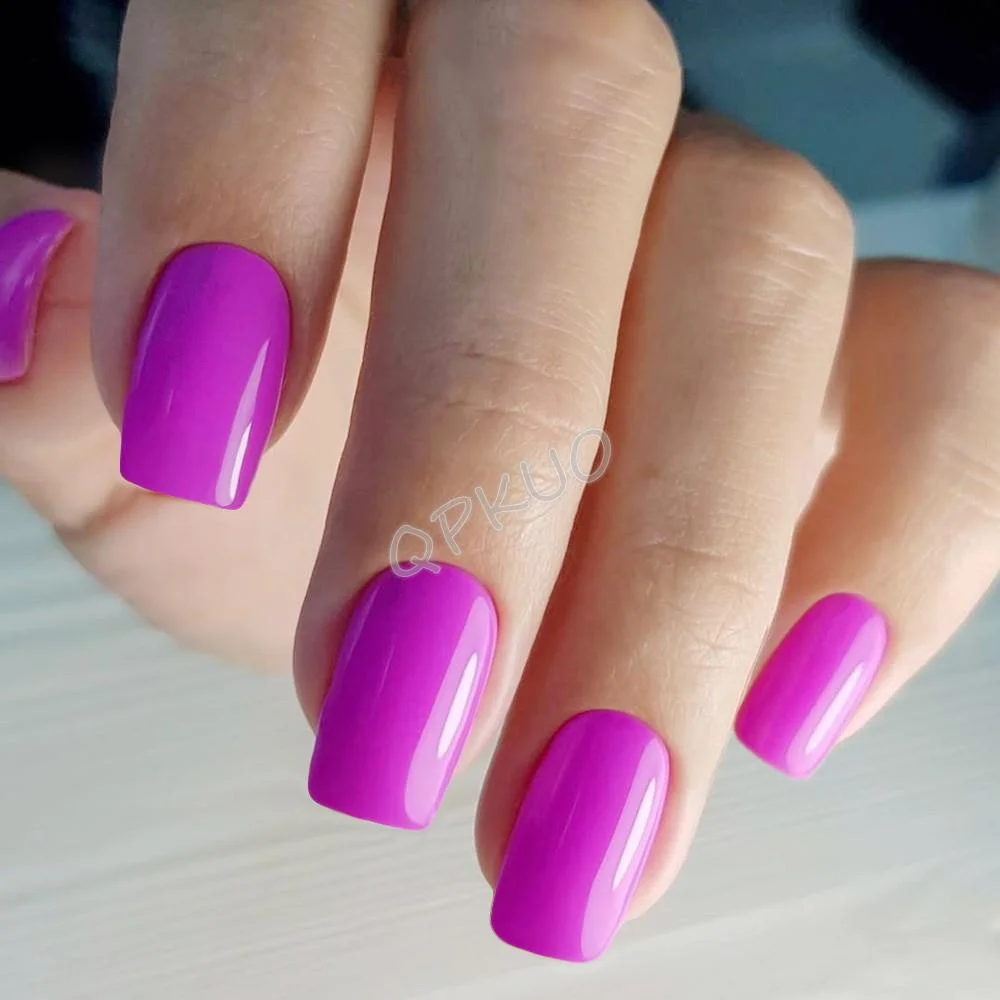 24Pcs Long Square Press On Fake Nails With Jelly Glue Shiny White Artificial False Fingernail Tip DIY Manicure Tools-Nail Inspo