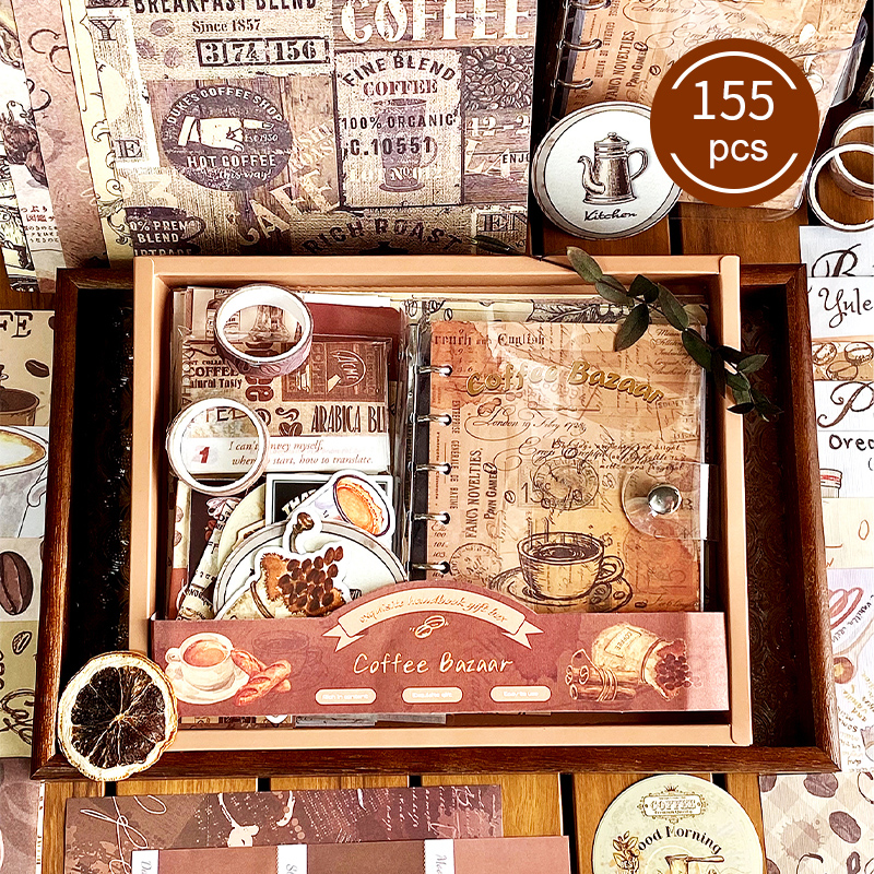 Journalsay 155개/세트 타임 임프린트 시리즈 빈티지 꽃 소재 선물 상자 세트