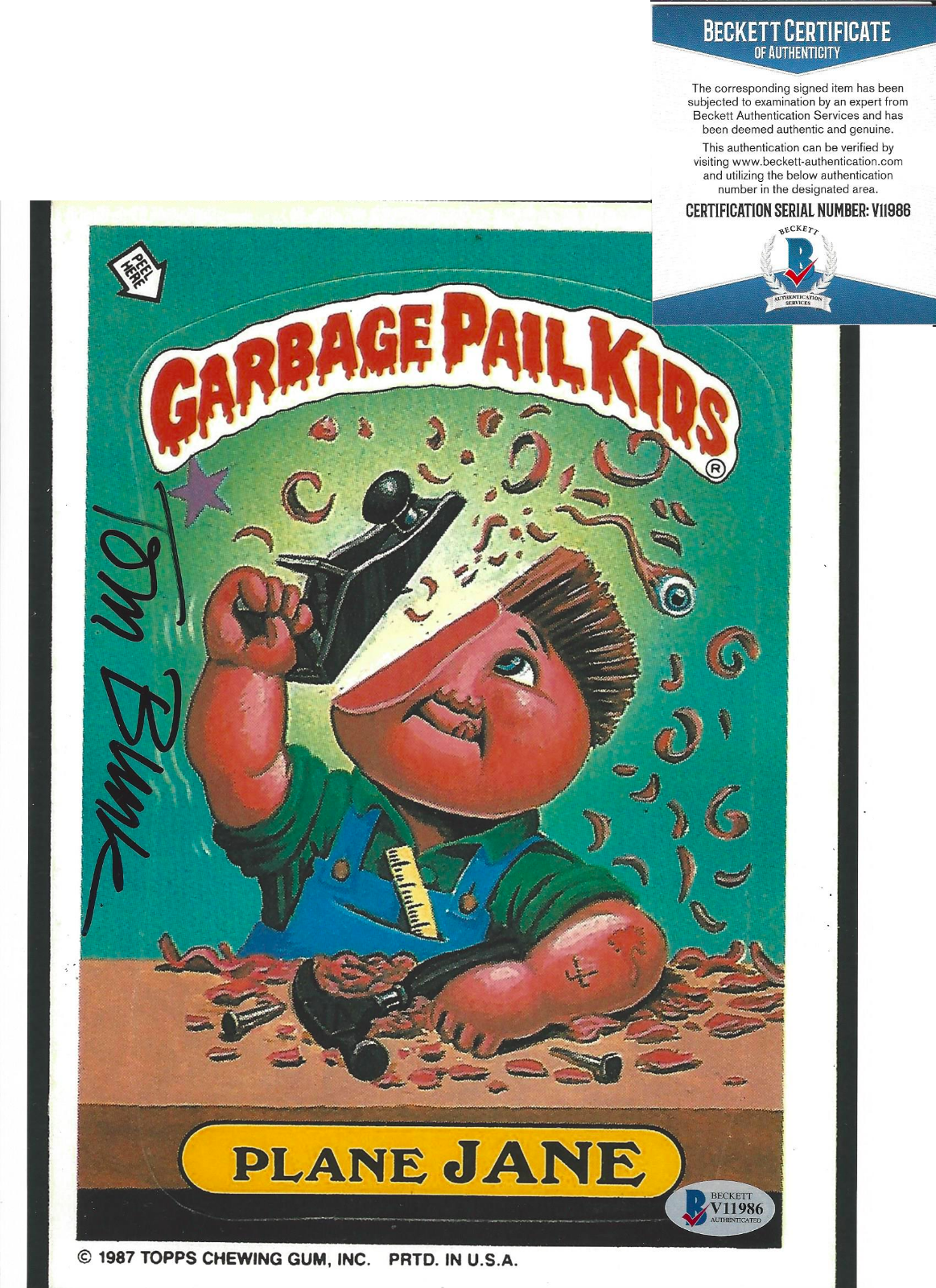 TOM BUNK - GARBAGE PAIL KIDS CARTOONIST - SIGNED 8x10 Photo Poster painting 1 BECKETT COA BAS