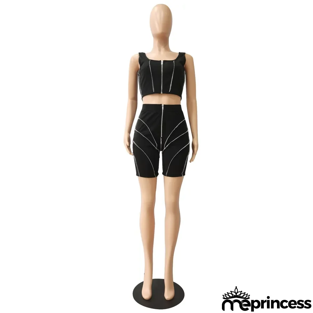 Fashion Splicing Sling Sports And Leisure Two-Piece Suit