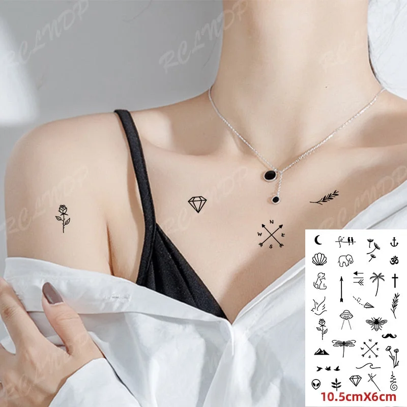 Waterproof Temporary Tattoo Sticker Small Cute Flower Plant Body Art Flash Tatoo Fake Tatto for Women Men