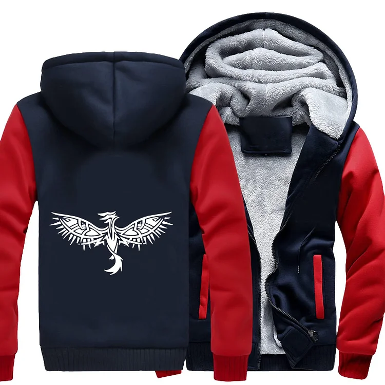 Tribal Phoenix With Eye Wings, Phoenix Fleece Jacket