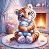 Diamond Painting-DIY Full Round Drill Tiger And Bear Toy
