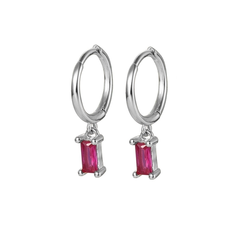 1 Pair White Gold Plated Gold Plated 925 Sterling Silver Zircon Geometric Drop Earrings