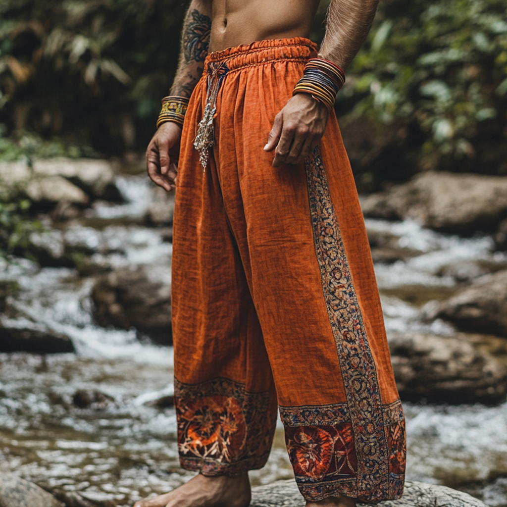 Men's Bohemian Holiday Style Vintage Ethnic Totem Print Simple Casual Pants / TECHWEAR CLUB / Techwear
