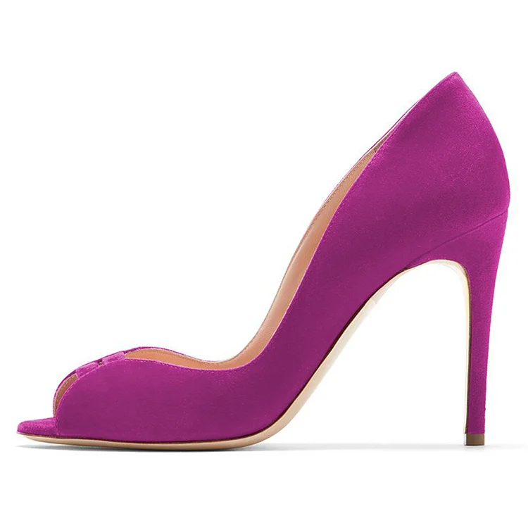 Purple Peep Toe Stiletto Heels - Office Lady Pumps Vdcoo