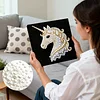 DIY Pearl Painting Unicorn for Home Decor with Frame(25x25cm)