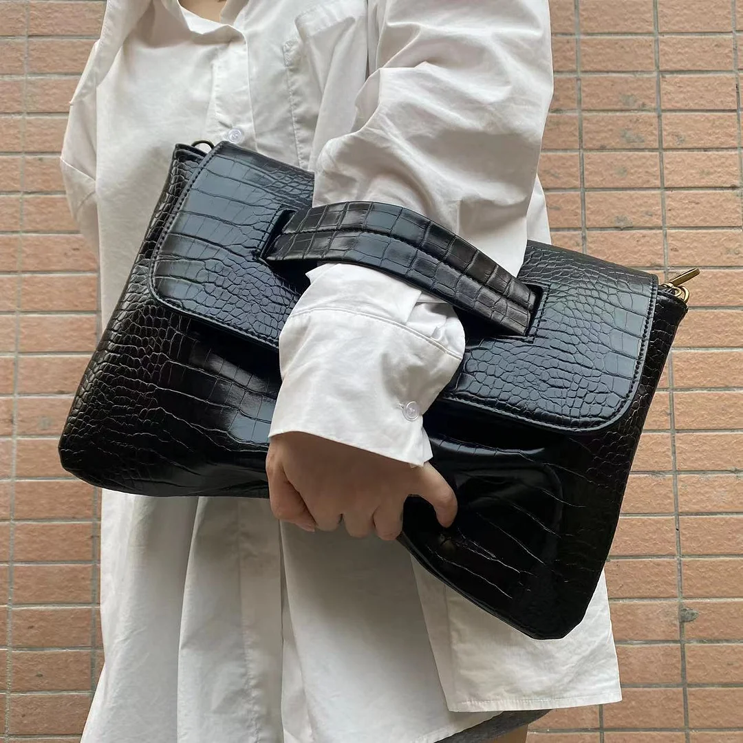 Mongw Mongw The New Crocodile Pattern With A Hand Bag Large Capacity File Bag Storage Bag Document Bag