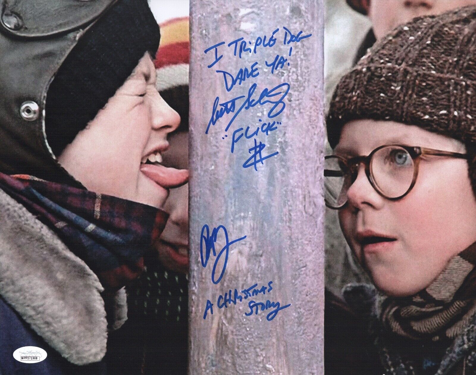 PETER BILLINGSLEY & SCOTT SCHWARTZ Signed 11x14 A CHRISTMAS STORY Photo Poster painting JSA COA