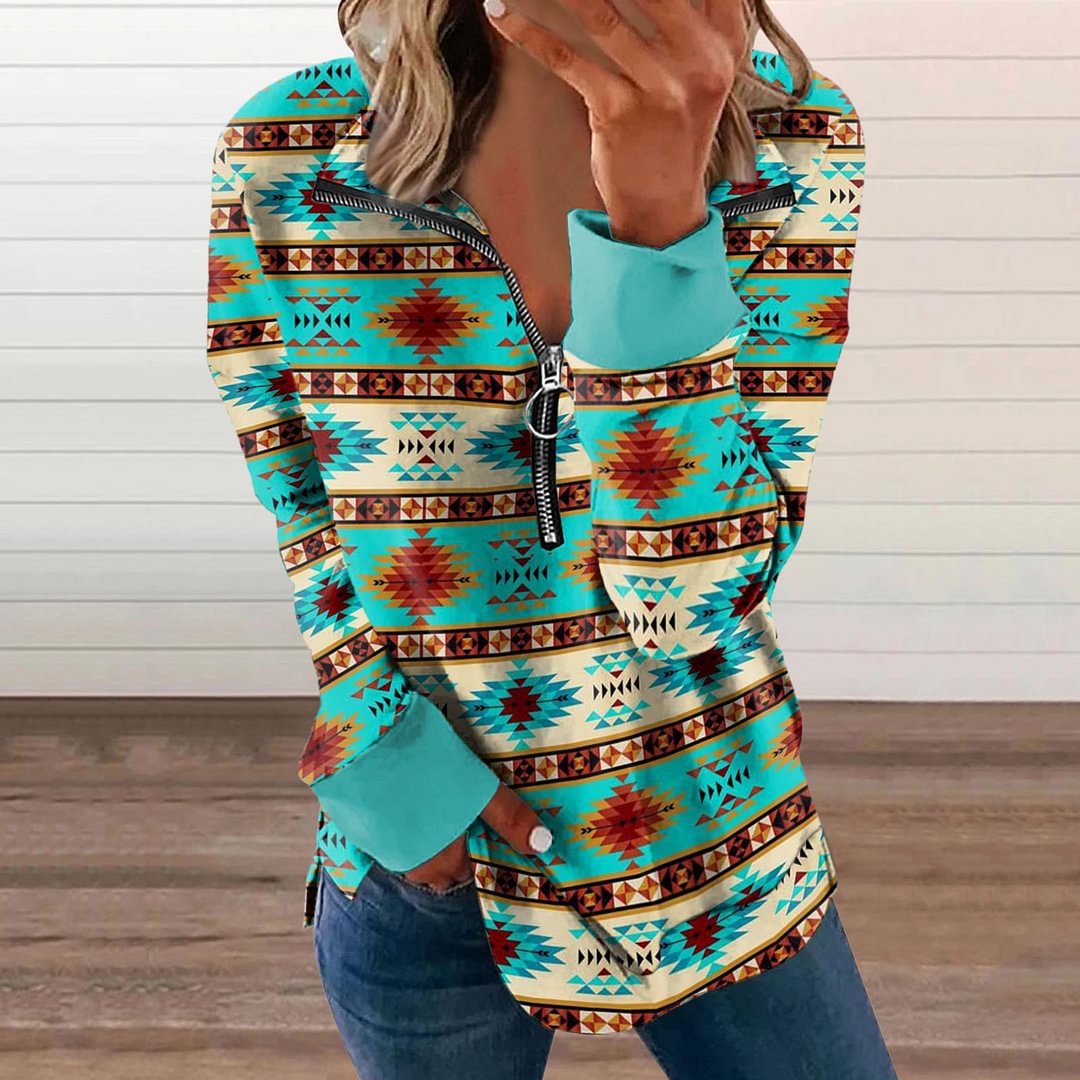 Vintage Western Print Long Sleeve Sweatshirt