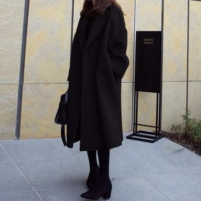 Autumn and Winter Woolen Loose Medium and Long Coat Women | IFYHOME