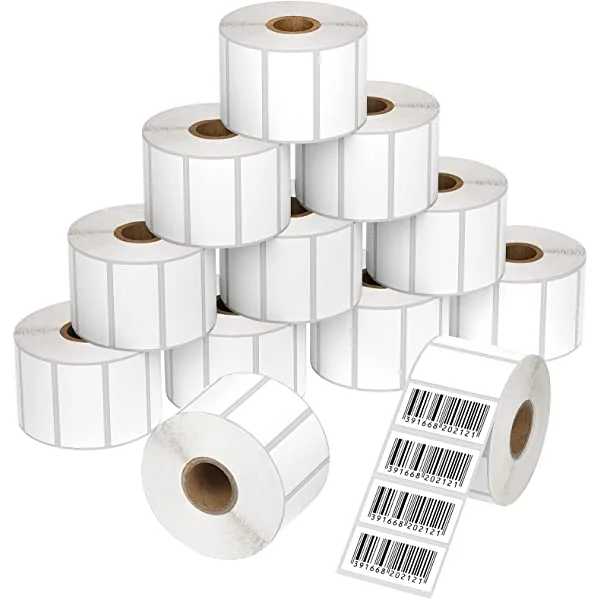 MaxGear® 2.25" X 1.25" Direct Thermal Labels, Perforated UPC Barcode & FBA Address Stickers, Premium Permanent Adhesive Shipping Labels, Compatible with Rollo & Zebra,Roll (12 Rolls, 1000 Labels/Roll)