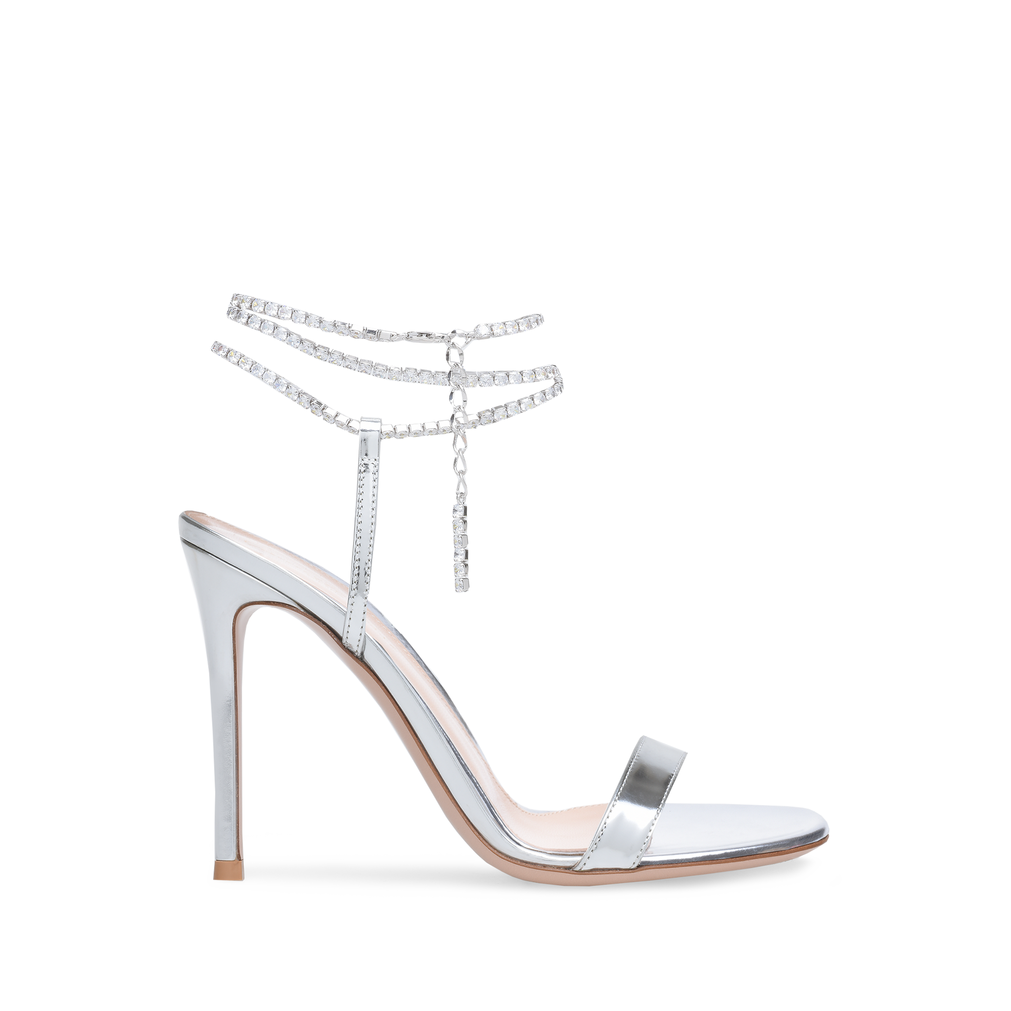 Silver Rhinestone Slingback Heels Sandals Stiletto Heels Prom Shoes ...