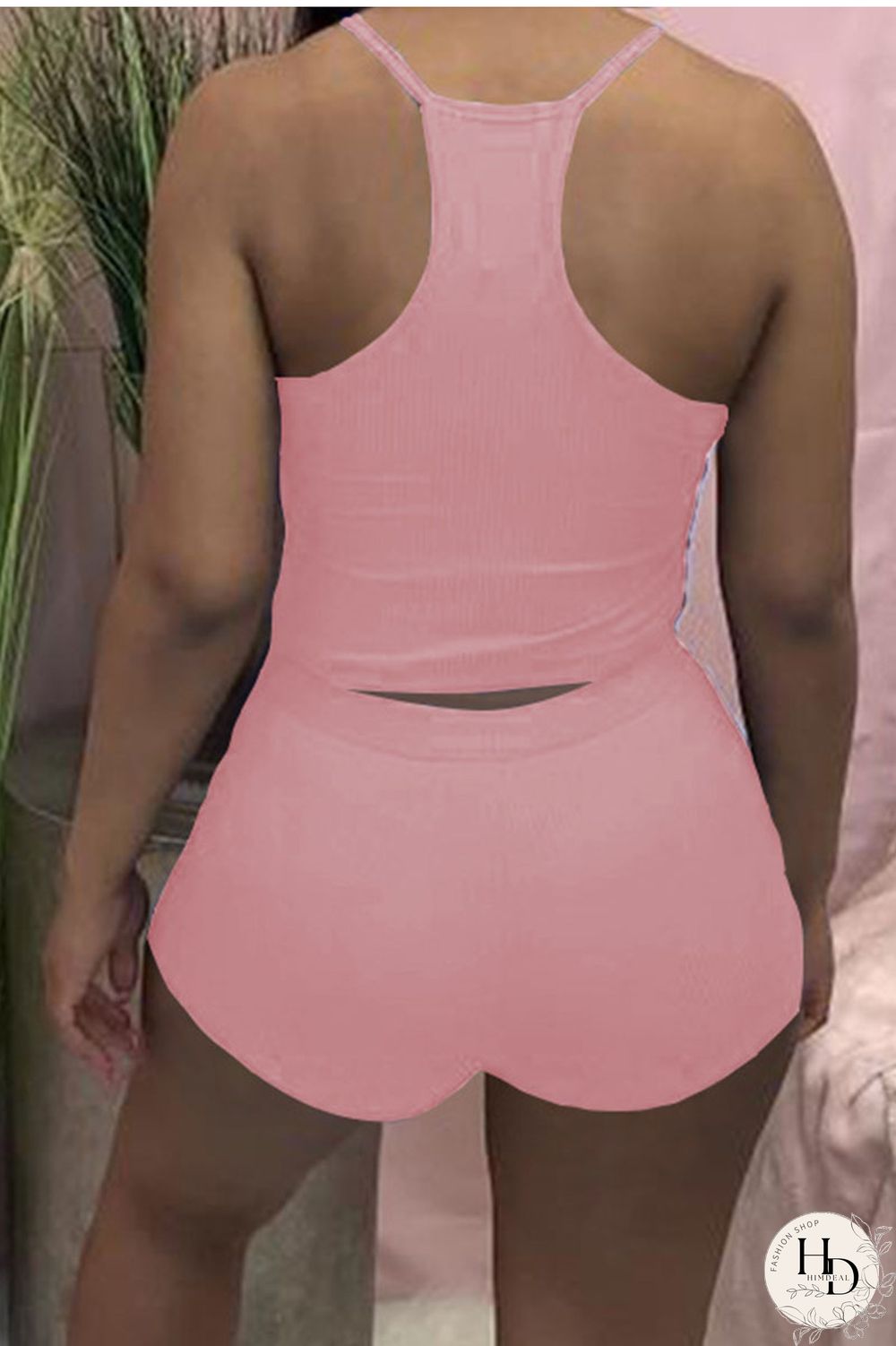 Black Casual Solid Patchwork Spaghetti Strap Sleeveless Two Pieces