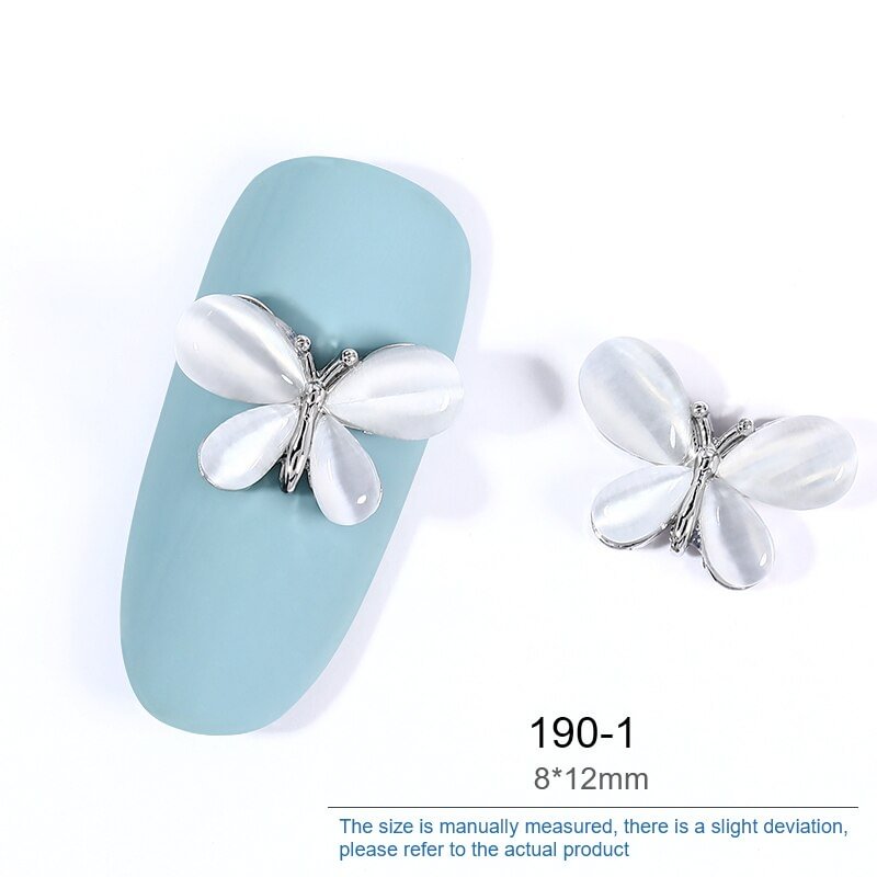 HNUIX 2 Pieces 3D Silver Nail Art Jewelry Japanese nail Decoration High Quality Zircon Crystal Manicure Zircon Diamond Amulet