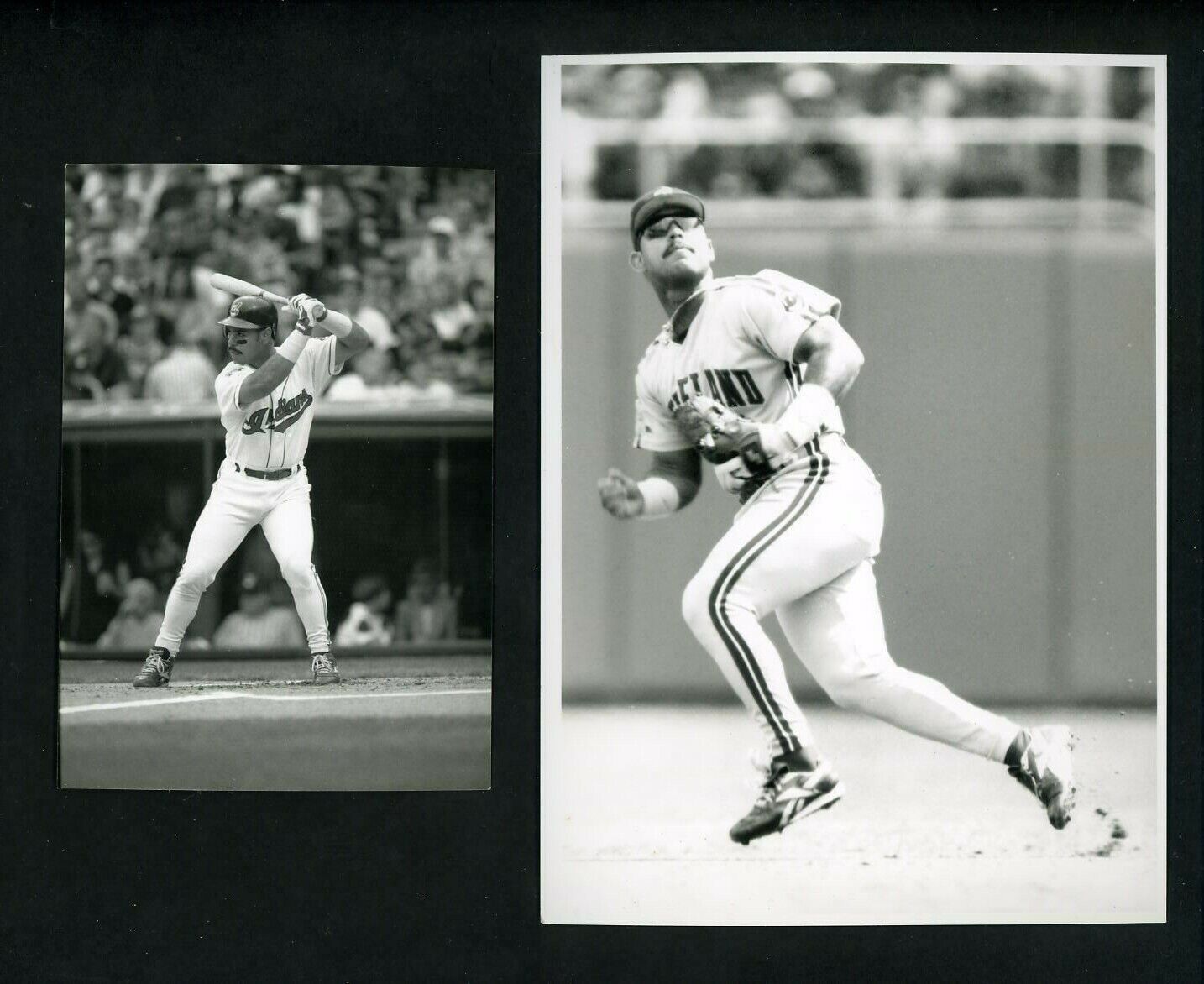 Carlos Baerga LOT of TWO 1990's Press Original Photo Poster paintings Cleveland Indians