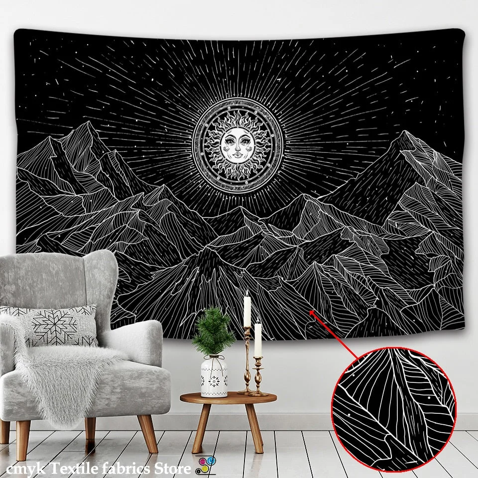 Black and White Moon Mandala Bohemian Decoration Wall Hanging Bedroom Psychedelic Scene Starlight Art Home Decoration tapestry