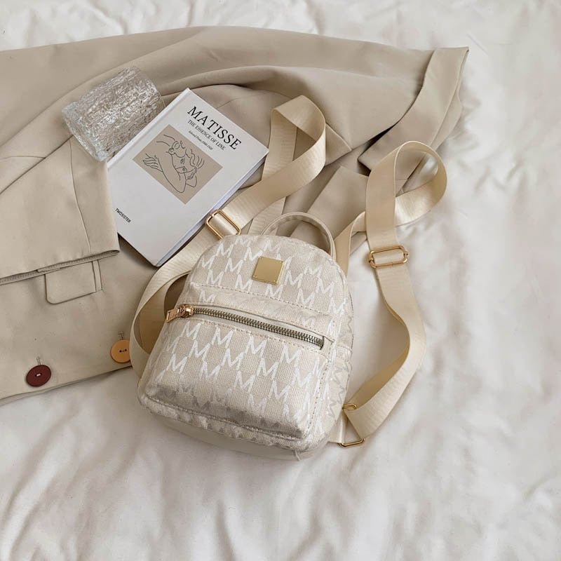 Jacquard cloth Retro Letter Luxury Designer Small Backpack for Women 2022 Summer Trendy Girls Students Back Packs