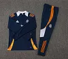 2024/2025 Real Madrid Royal blue white collar Half-Pull Training Suit Football Shirt 1:1 Thai Quality Set
