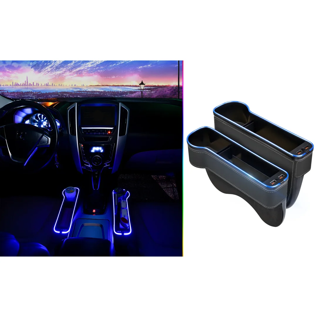 Car seat gap luminous storage box