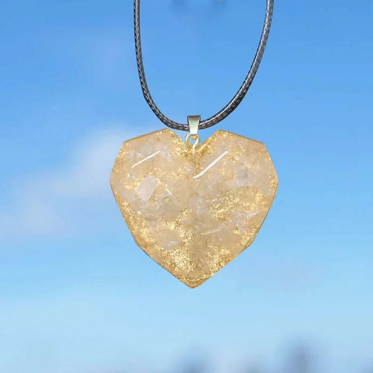 olivenorma natural healing crystal necklace with clear crystal