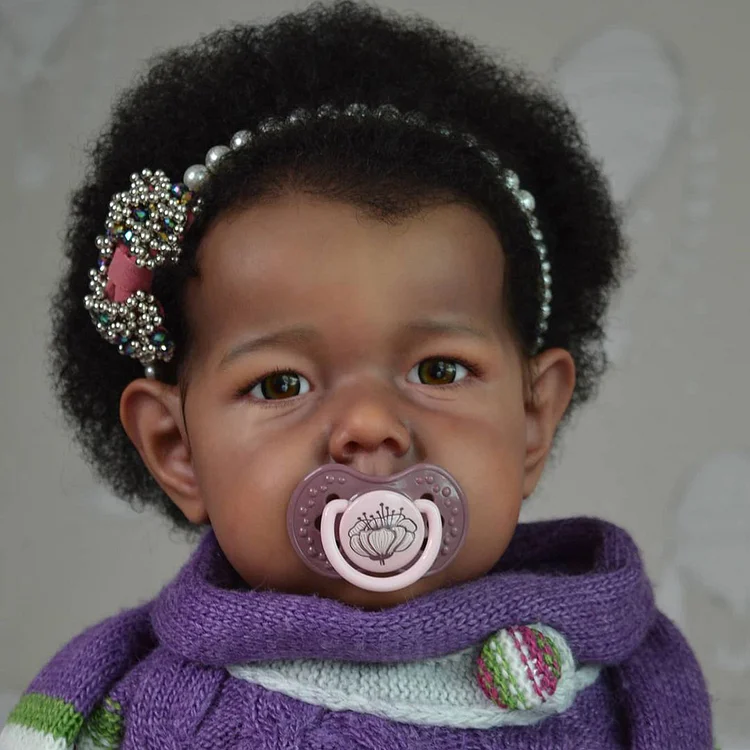 GSBO-Cutecozylife-[NEW!] 20" Large-size African American Realistic African American Baby Doll, Silicone Limb Cloth Body Newborn Girl Doll Greative Gift