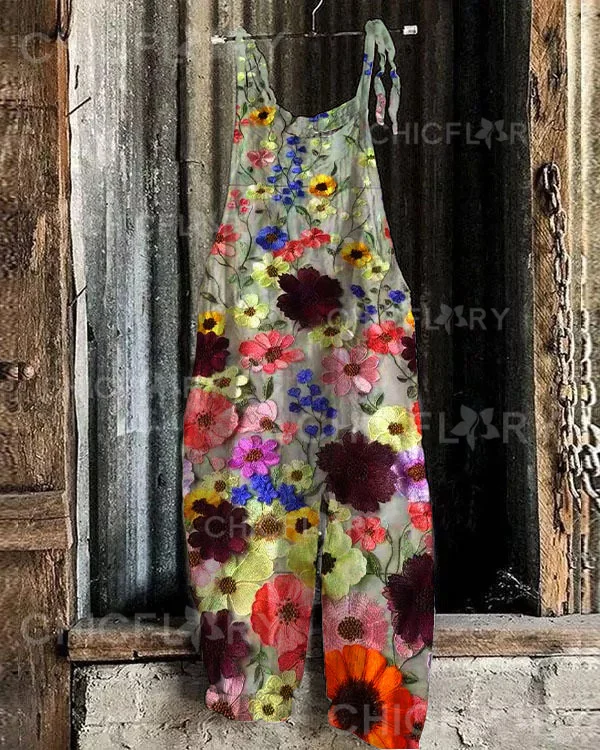 Women's  Floral Print Loose Casual Jumpsuit
