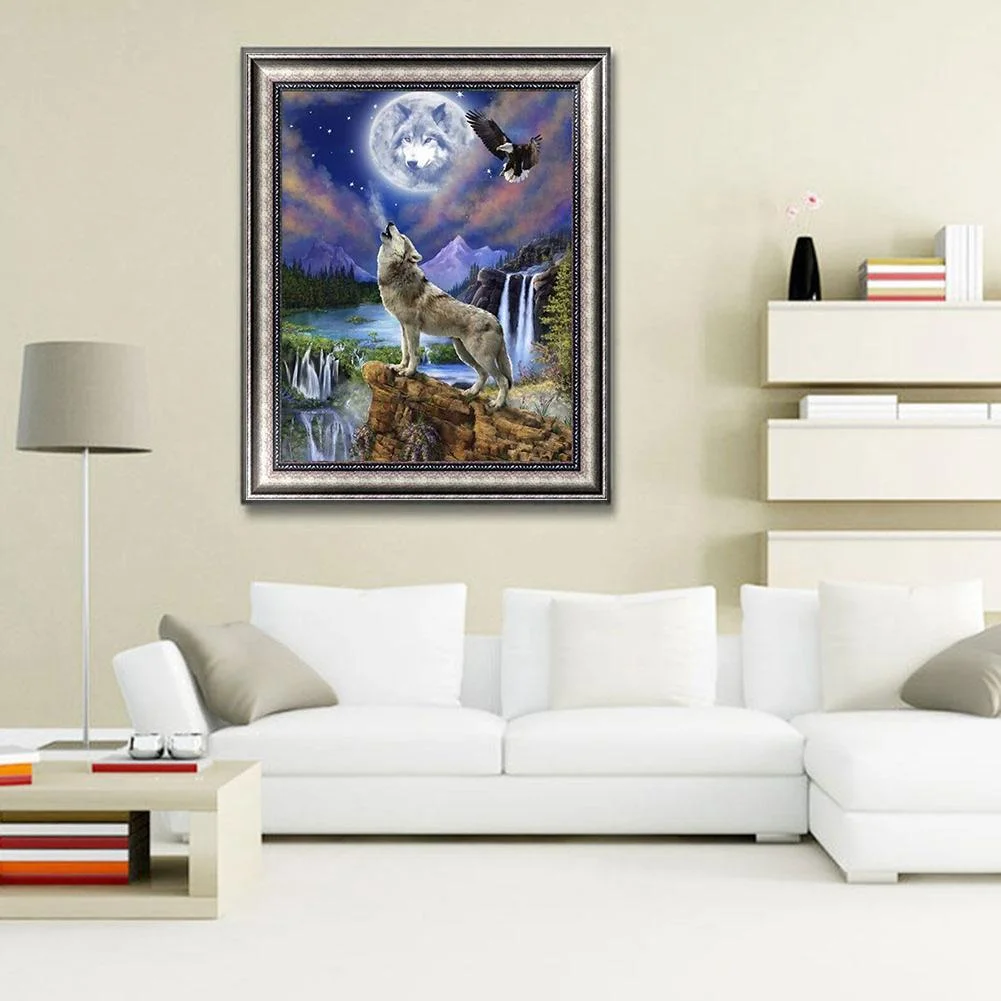Diamond Painting - Full Round Drill - Moon Wolf(30*40cm)