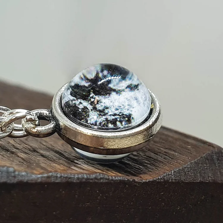 Double sided Glass Moon Phase Necklace
