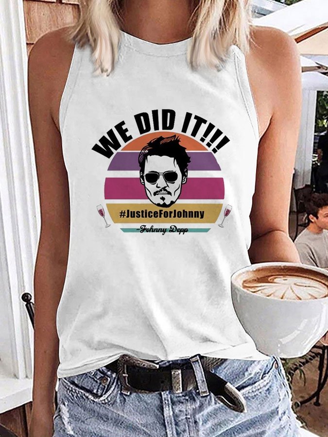 We Did It Justice For Johnny Depp Print Sleeveless T-Shirt