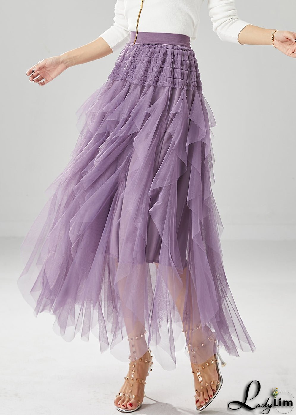 Boutique Purple High Waist Tulle Skirt Summer