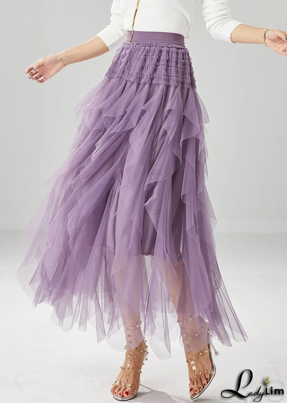 Boutique Purple High Waist Tulle Skirt Summer