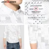 Jack & Jones Brand 2018 NEW COTTON punk style plaid male slim sailor collar three quarter sleeves casual shirts| 216231509