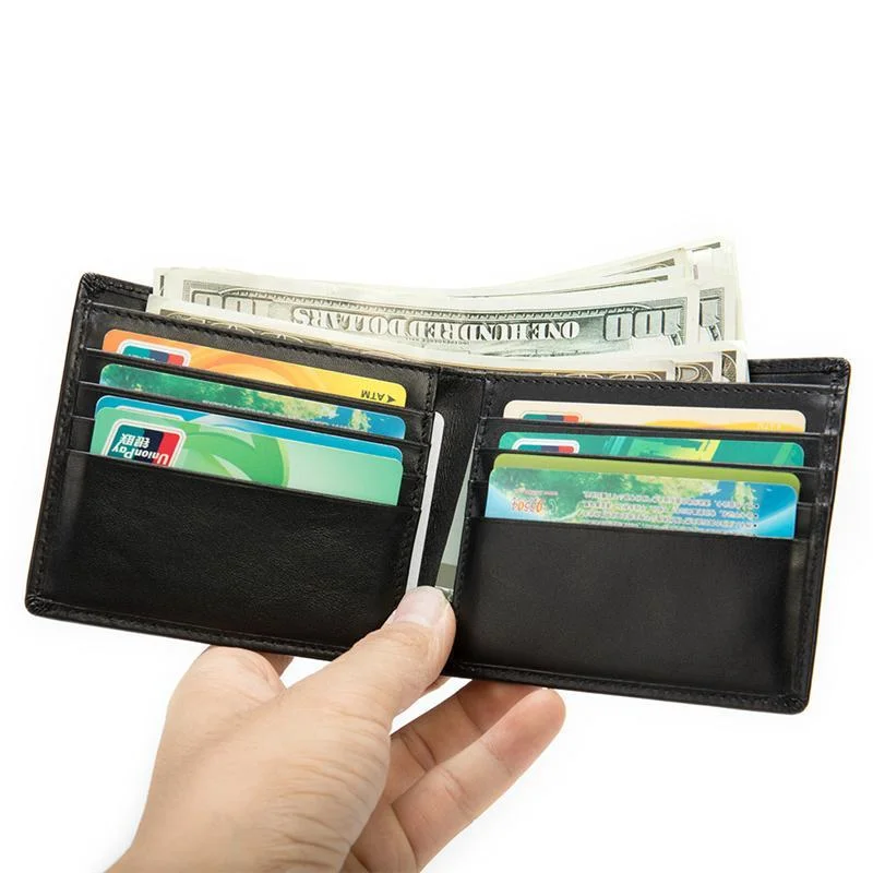 Soft RFID Blocking Lightweight Cash Card Holder Business Leather Wallets