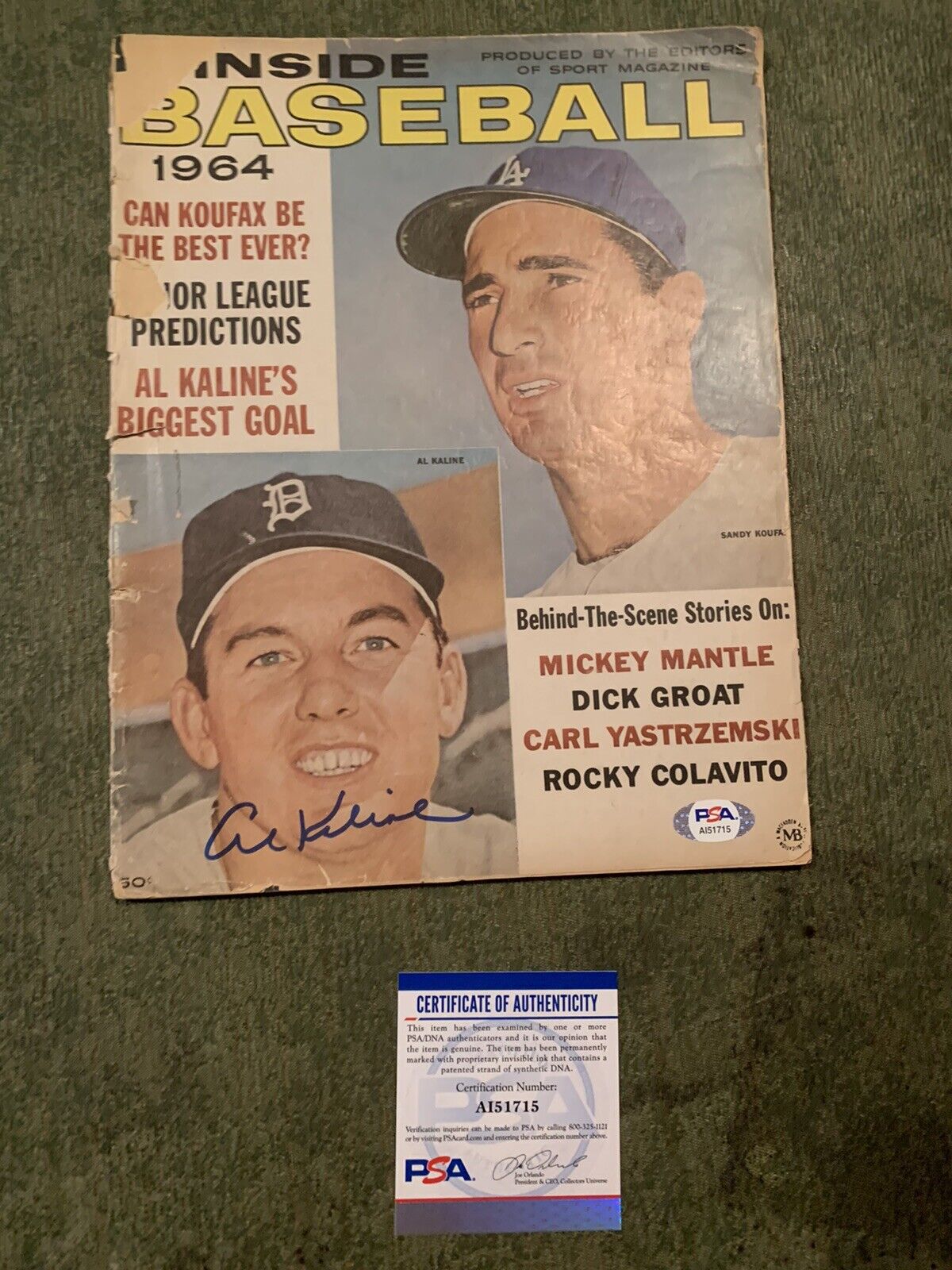 al kaline Signed Sports Ilustrated Psa/dna Coa Damaged