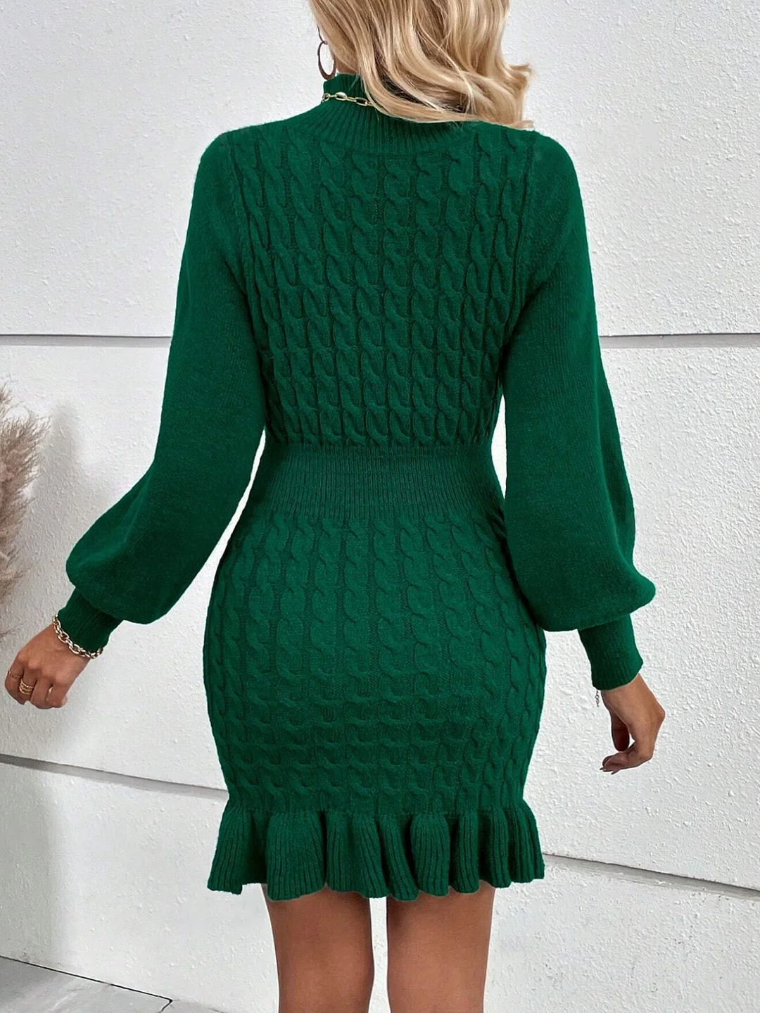 Nigikala Nigikala And Winter New Knitwear Fashion Women's Temperament Mahjong Waist Solid Dress