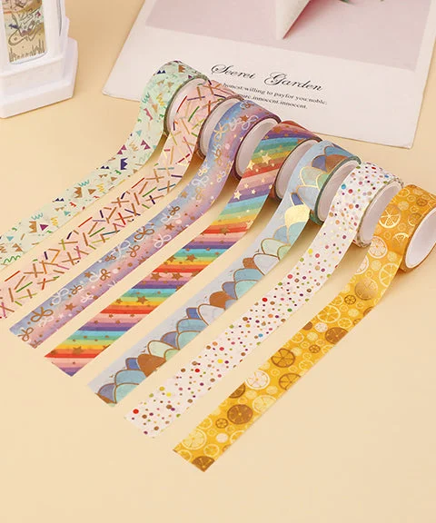 12 Rolls Color Geometry Gilded Washi Tape Set-Himinee.com