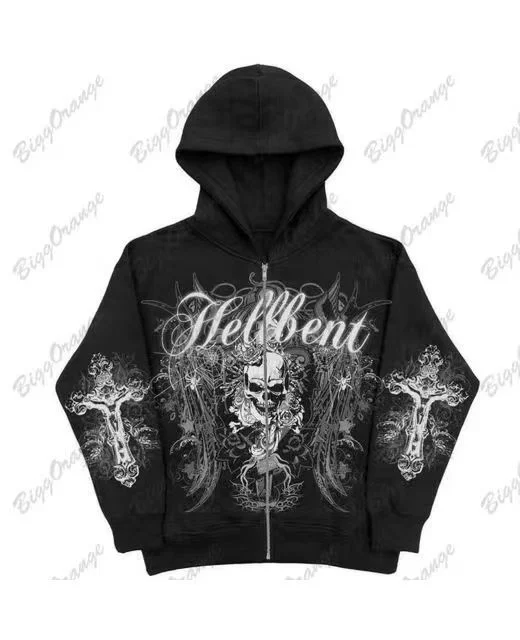 Sdrawing Sdrawing Gothic Rock Skull Bones Oversized Hoodie