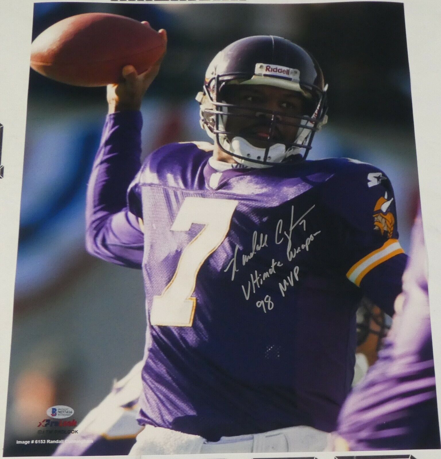 Randall Cunningham Signed Vikings Football 16x20 Photo Poster painting BAS Beckett COA Autograph