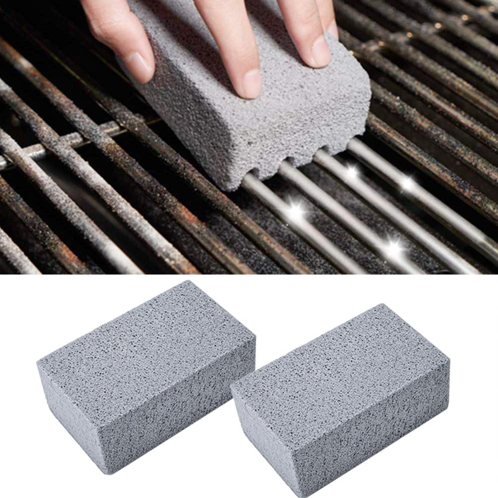 Likron Watches Premium Pumice Grill Cleaning Stone Heavy-Duty Scrubber for BBQ Racks Outdoor Grills 2-Pack Bundle