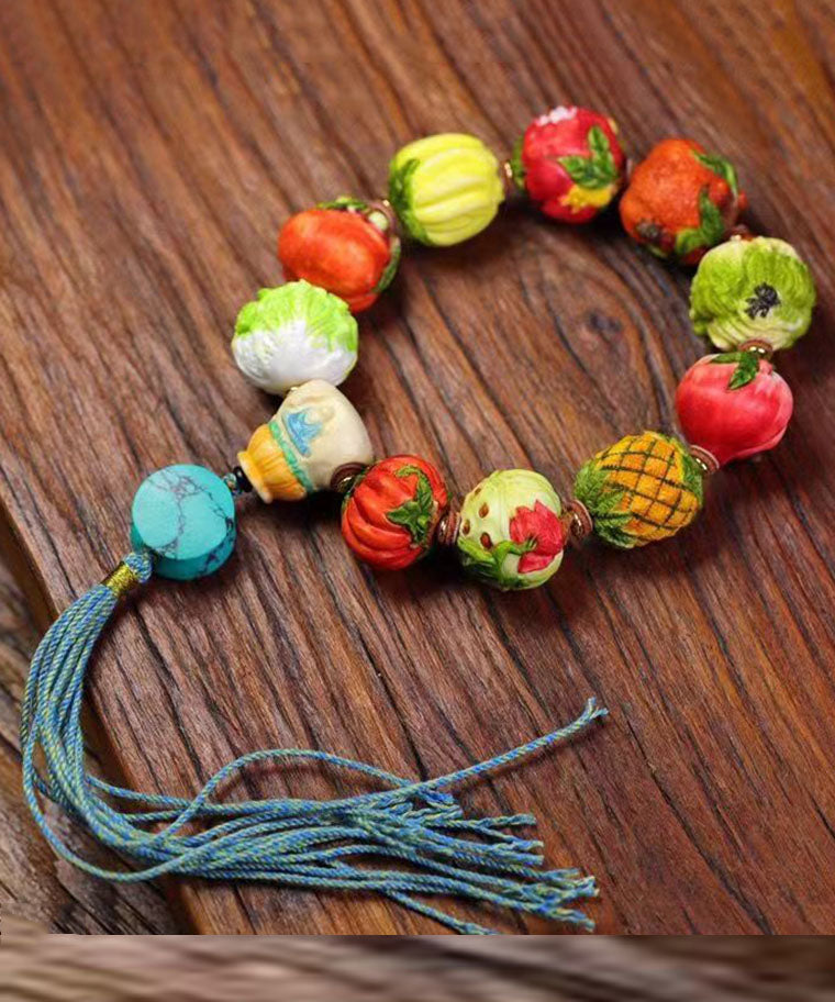 VCSHOES Colorblock Hand Knitting Fruit And Vegetable Tassel Bracelet