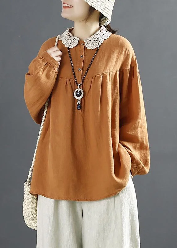 Diy Hollow Out Spring Tunic Pattern Tops Orange Tops