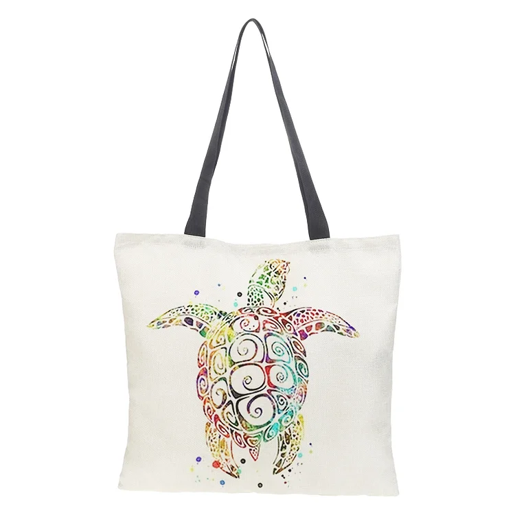 Linen Eco-friendly Tote Bag - Turtle