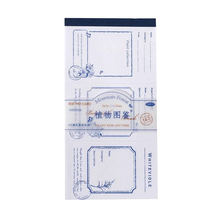 JOURNALSAY 30 Sheets Tearable Long Strip Memo Pad Non-adhesive Writable Vintage