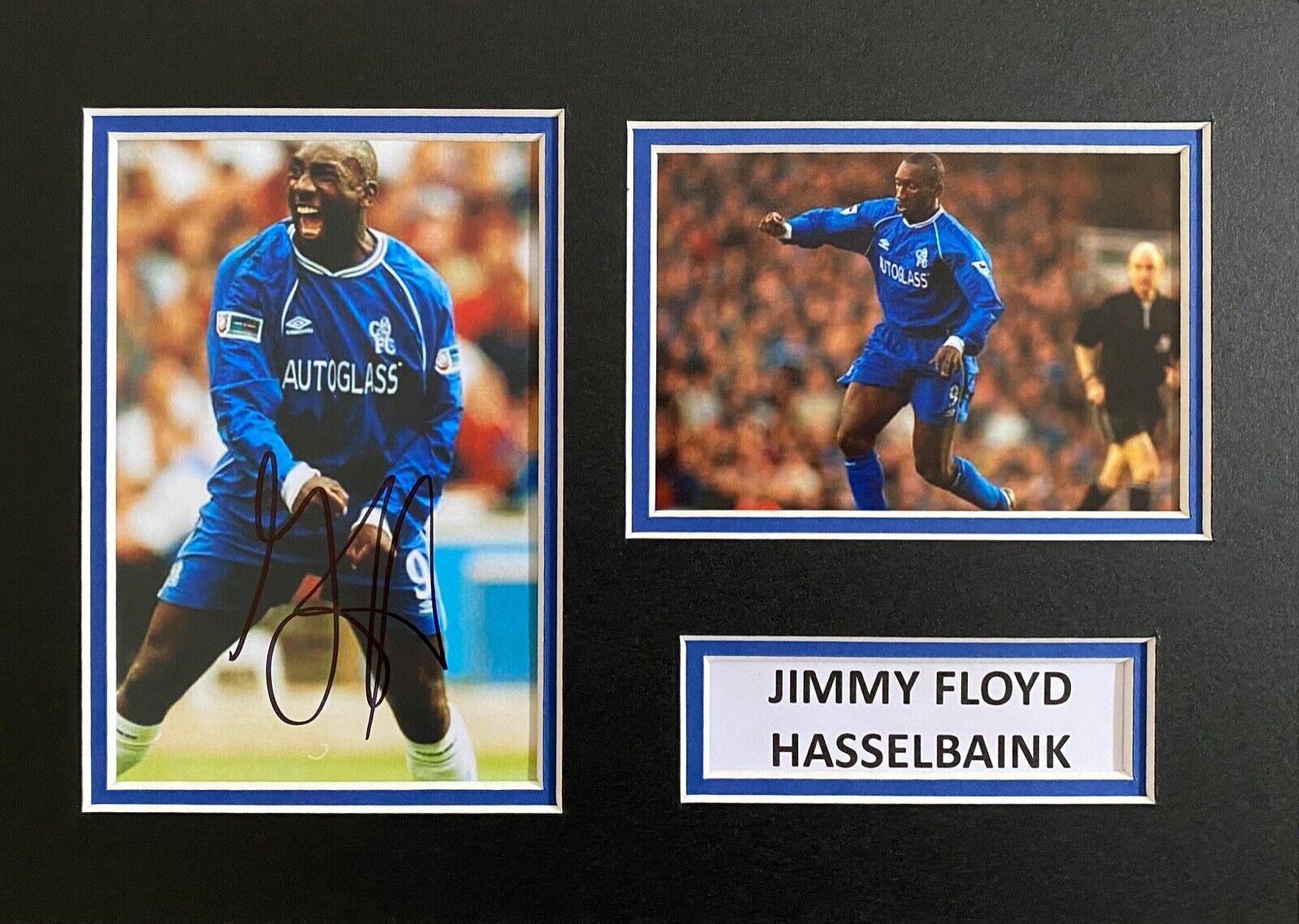 JIMMY FLOYD HASSELBAINK HAND SIGNED A4 MOUNT Photo Poster painting DISPLAY CHELSEA AUTOGRAPH 1