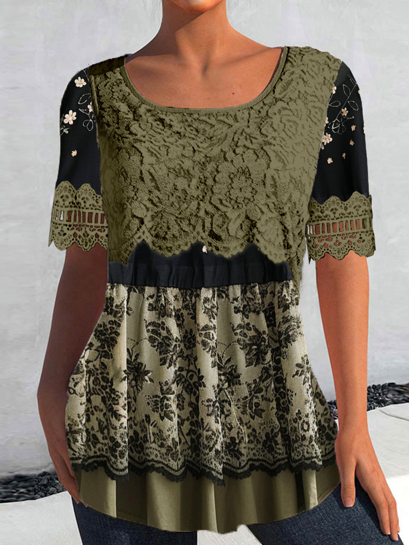 Women Long Sleeve V-neck Graphic Floral Printed Top