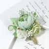 10PCS Wedding Catering Bridal Groom Guests Corsage Boutonniere Wrist Artificial Peony Flower Bouquets